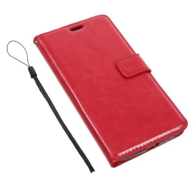 Motorola Moto Z (Moto Z Droid) atvēramais ādas sarkans maciņš (maks) / Vacins.lv