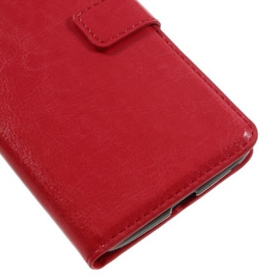 Motorola Moto Z (Moto Z Droid) atvēramais ādas sarkans maciņš (maks) / Vacins.lv