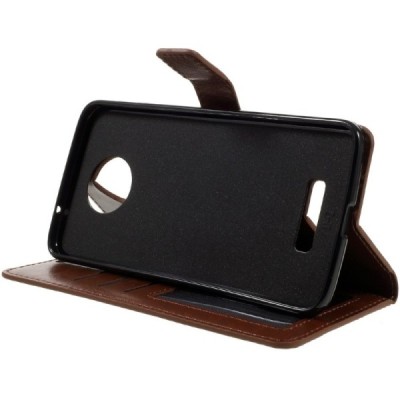 Motorola Moto Z (Moto Z Droid) atvēramais ādas brūns maciņš (maks) / Vacins.lv