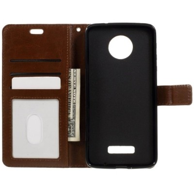 Motorola Moto Z (Moto Z Droid) atvēramais ādas brūns maciņš (maks) / Vacins.lv