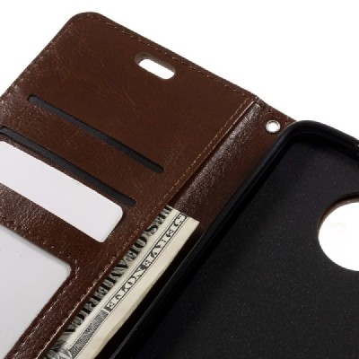 Motorola Moto Z (Moto Z Droid) atvēramais ādas brūns maciņš (maks) / Vacins.lv