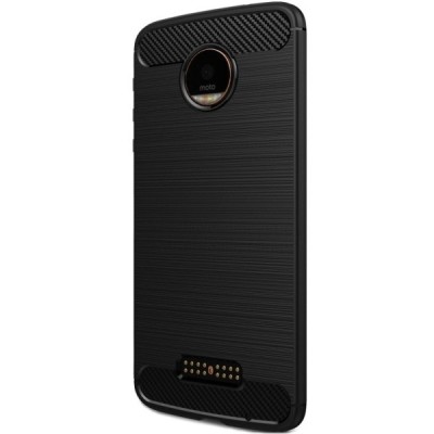 Motorola Moto Z (Moto Z Droid) „Carbon“ cieta silikona (TPU) melns apvalks / vacins.lv