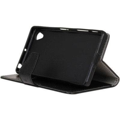 Sony Xperia L1(G3311, G3312, G3313) atverčiamas juodas odinis dėklas - piniginė / Priedai.lt