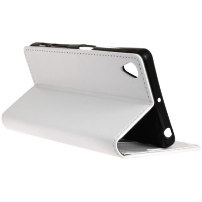 Sony Xperia L1 (G3311, G3312, G3313) atverčiamas baltas odinis dėklas - piniginė / Priedai.lt