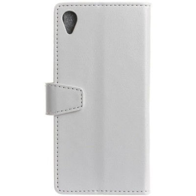 Sony Xperia L1 (G3311, G3312, G3313) atverčiamas baltas odinis dėklas - piniginė / Priedai.lt