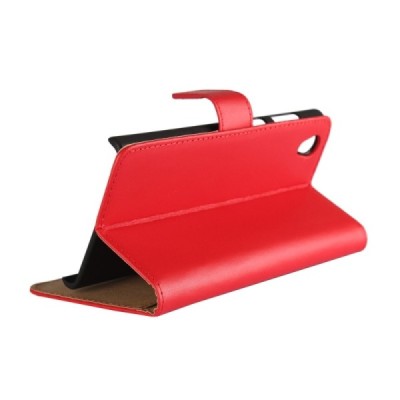 Sony Xperia L1 (G3311, G3312, G3313) atvēramais ādas sarkans maciņš (maks) / Vacins.lv