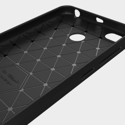 Xiaomi Redmi 4X „Carbon“ kieto silikono TPU juodas dėklas - nugarėlė / Priedai.lt