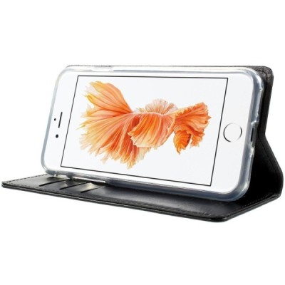 Mercury Blue Moon atverčiamas Apple iPhone 7 (iPhone 8) juodas odinis dėklas - piniginė / Priedai.lt