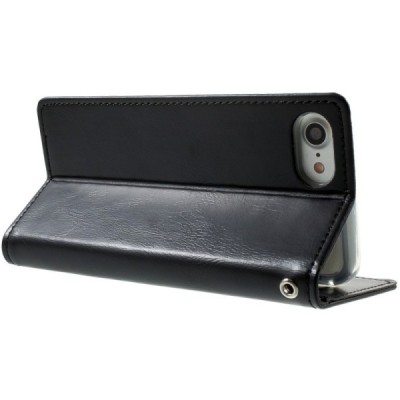 Mercury Blue Moon atverčiamas Apple iPhone 7 (iPhone 8) juodas odinis dėklas - piniginė / Priedai.lt