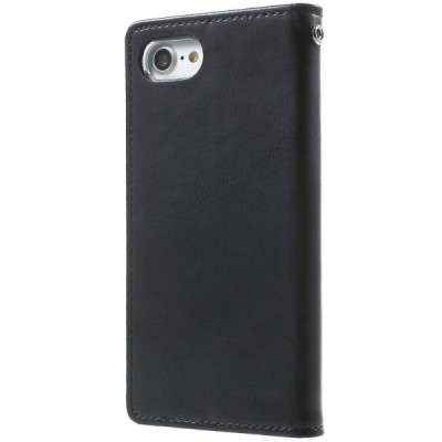 Mercury Blue Moon atverčiamas Apple iPhone 7 (iPhone 8) juodas odinis dėklas - piniginė / Priedai.lt