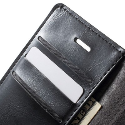 Mercury Blue Moon atverčiamas Apple iPhone 7 (iPhone 8) juodas odinis dėklas - piniginė / Priedai.lt