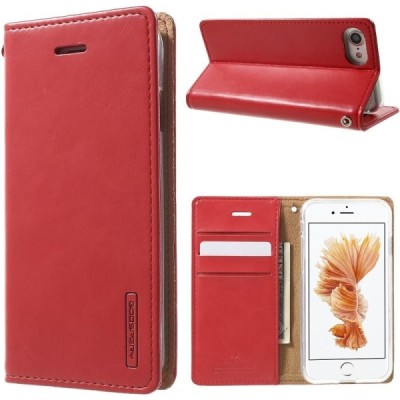 Mercury Blue Moon atverčiamas Apple iPhone 7 (iPhone 8) raudonas odinis dėklas - piniginė / Priedai.lt