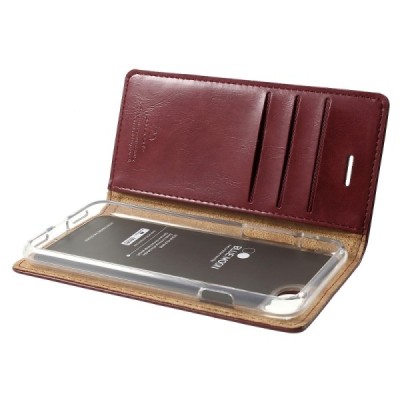 Mercury Blue Moon Apple iPhone 7 (iPhone 8) atvērams bordo ādas maciņš / Vacins.lv