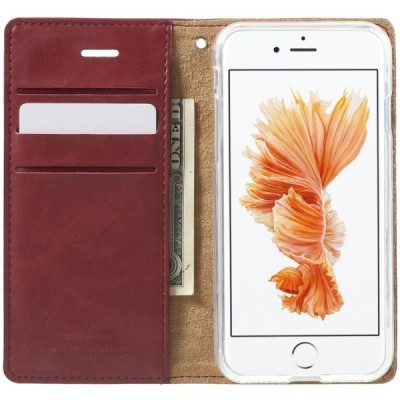 Mercury Blue Moon Apple iPhone 7 (iPhone 8) atvērams bordo ādas maciņš / Vacins.lv