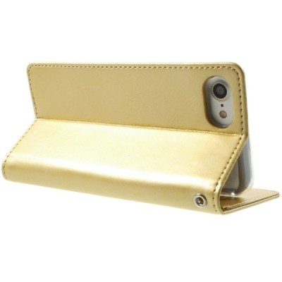 Mercury Blue Moon atverčiamas Apple iPhone 7 (iPhone 8) auksinis odinis dėklas - piniginė / Priedai.lt