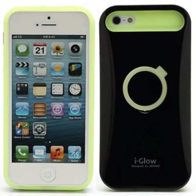 Melns tumsā spīdošs „i-Glow“ silikona, plastmasas Apple iPhone 5, 5S apvalks / Vacins.lv