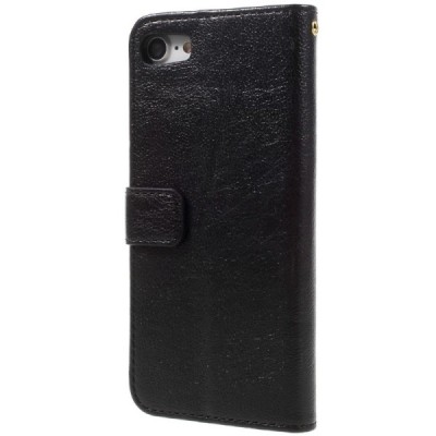 Apple iPhone 7 (iPhone 8) atvēramais ādas melns maciņš, grāmata (maks) / Vacins.lv