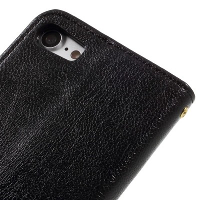 Apple iPhone 7 (iPhone 8) atvēramais ādas melns maciņš, grāmata (maks) / Vacins.lv