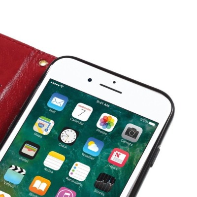 Apple iPhone 7 (iPhone 8) atvēramais ādas sarkans maciņš, grāmata (maks) / Vacins.lv