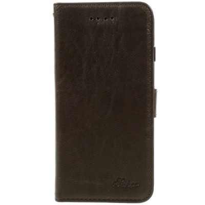 Apple iPhone 7 (iPhone 8) atverčiamas rudas odinis dėklas, knygutė - piniginė / Priedai.lt