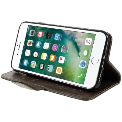 Apple iPhone 7 (iPhone 8) atvēramais ādas brūns maciņš, grāmata (maks) / Vacins.lv