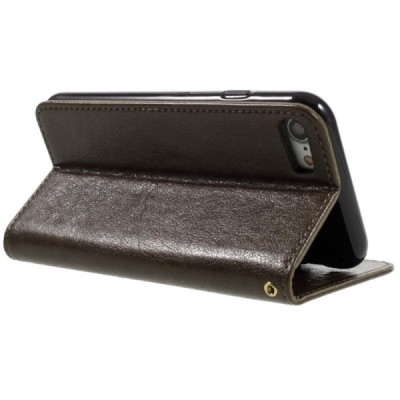 Apple iPhone 7 (iPhone 8) atvēramais ādas brūns maciņš, grāmata (maks) / Vacins.lv