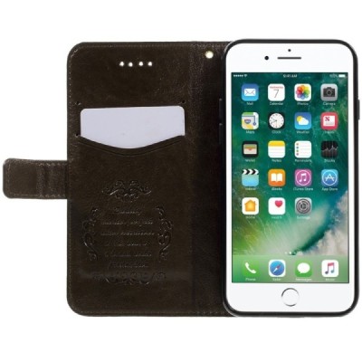 Apple iPhone 7 (iPhone 8) atvēramais ādas brūns maciņš, grāmata (maks) / Vacins.lv