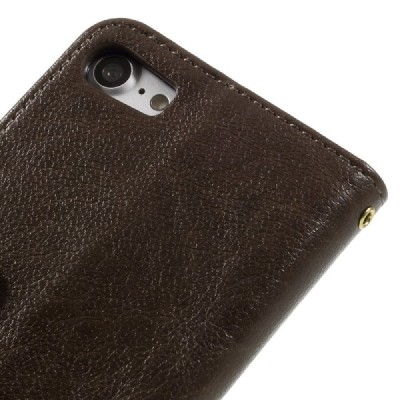 Apple iPhone 7 (iPhone 8) atvēramais ādas brūns maciņš, grāmata (maks) / Vacins.lv