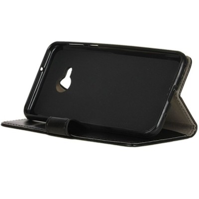 HTC U Play (Alpine) atvēramais ādas melns maciņš, grāmata (maks) / Vacins.lv