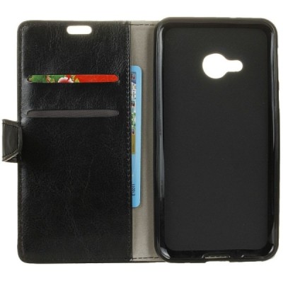 HTC U Play (Alpine) atvēramais ādas melns maciņš, grāmata (maks) / Vacins.lv