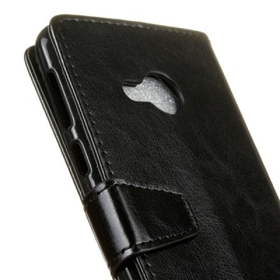 HTC U Play (Alpine) atvēramais ādas melns maciņš, grāmata (maks) / Vacins.lv