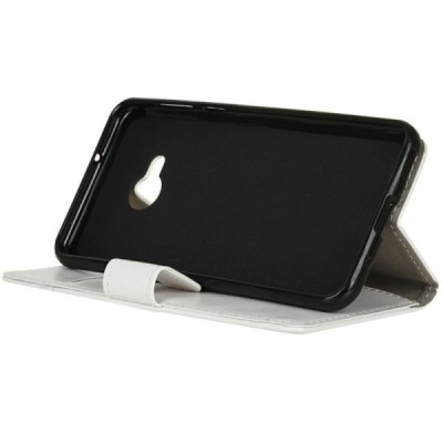 HTC U Play (Alpine) atvēramais ādas balts maciņš, grāmata (maks) / Vacins.lv