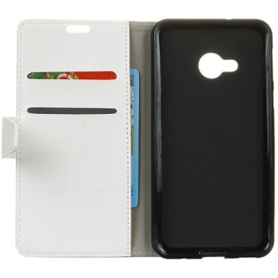 HTC U Play (Alpine) atvēramais ādas balts maciņš, grāmata (maks) / Vacins.lv