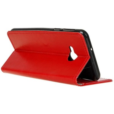 HTC U Play (Alpine) atvēramais ādas sarkans maciņš, grāmata (maks) / Vacins.lv