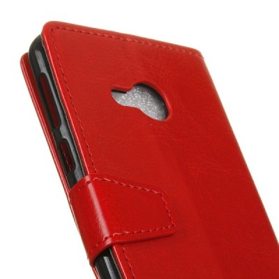 HTC U Play (Alpine) atvēramais ādas sarkans maciņš, grāmata (maks) / Vacins.lv