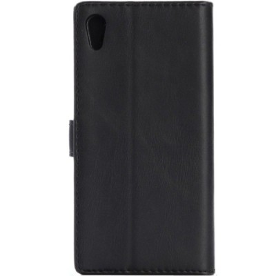 Sony Xperia XA1 atvēramais ādas melns retro maciņš (maks) / Vacins.lv