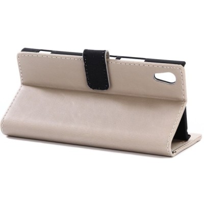 Sony Xperia XA1 atvēramais ādas smilšu retro maciņš (maks) / Vacins.lv