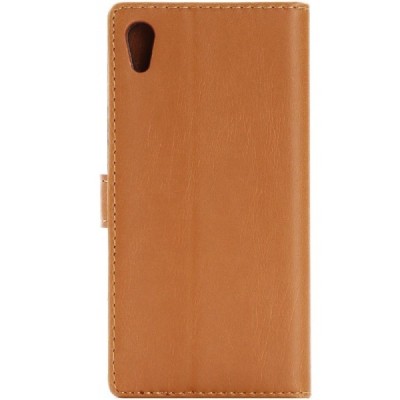 Sony Xperia XA1 atvēramais ādas gaiši brūns retro maciņš (maks) / Vacins.lv
