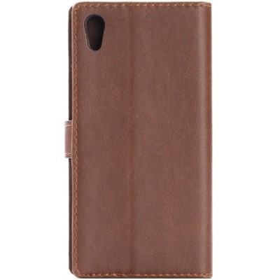 Sony Xperia XA1 atvēramais ādas tumši brūns retro maciņš (maks) / Vacins.lv