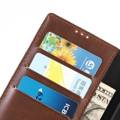 Sony Xperia XA1 atvēramais ādas tumši brūns retro maciņš (maks) / Vacins.lv