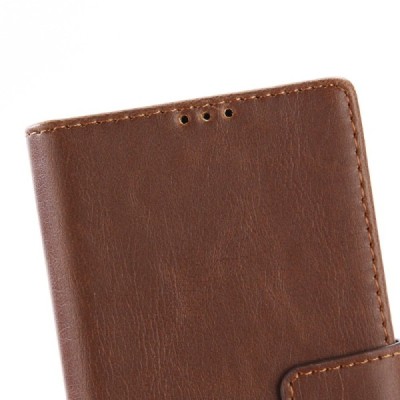 Sony Xperia XA1 atvēramais ādas tumši brūns retro maciņš (maks) / Vacins.lv