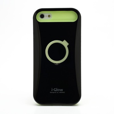 Melns tumsā spīdošs „i-Glow“ silikona, plastmasas Apple iPhone 5, 5S apvalks / Vacins.lv