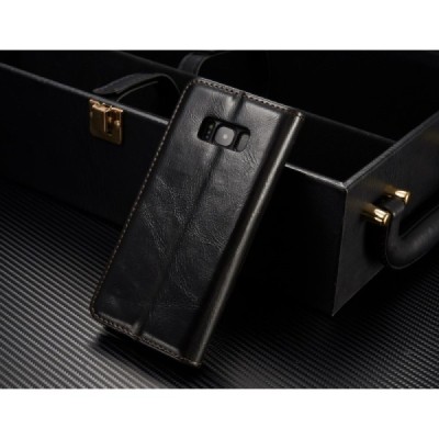 Samsung Galaxy S8+ (G955) „CaseMe“ solidus atverčiamas juodas odinis dėklas - knygutė / Priedai.lt