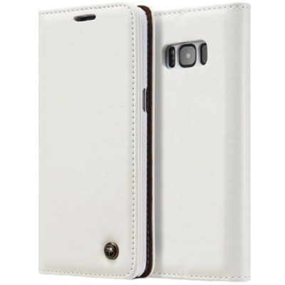 Samsung Galaxy S8+ (G955) „CaseMe“ solīds atvēramais ādas balts maciņš - maks / Vacins.lv
