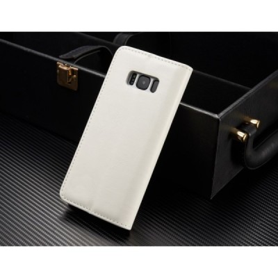 Samsung Galaxy S8+ (G955) „CaseMe“ solidus atverčiamas baltas odinis dėklas - knygutė / Priedai.lt