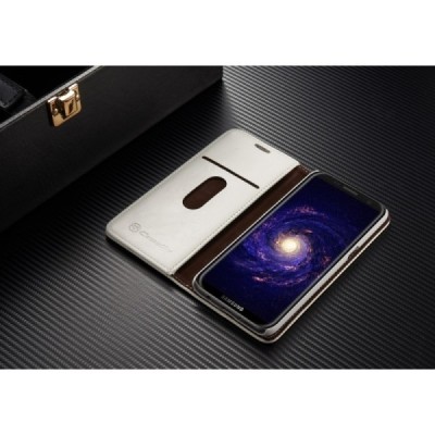 Samsung Galaxy S8+ (G955) „CaseMe“ solidus atverčiamas baltas odinis dėklas - knygutė / Priedai.lt