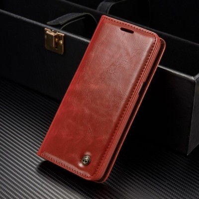 Samsung Galaxy S8+ (G955) „CaseMe“ solidus atverčiamas raudonas odinis dėklas - knygutė / Priedai.lt