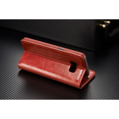 Samsung Galaxy S8+ (G955) „CaseMe“ solidus atverčiamas raudonas odinis dėklas - knygutė / Priedai.lt