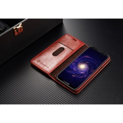 Samsung Galaxy S8+ (G955) „CaseMe“ solidus atverčiamas raudonas odinis dėklas - knygutė / Priedai.lt