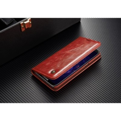 Samsung Galaxy S8+ (G955) „CaseMe“ solidus atverčiamas raudonas odinis dėklas - knygutė / Priedai.lt